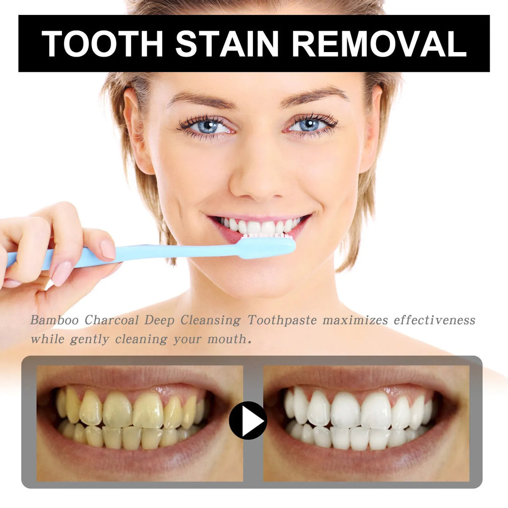 30ml bamboo charcoal bright white stain removing toothpaste tube with natural whitening formula