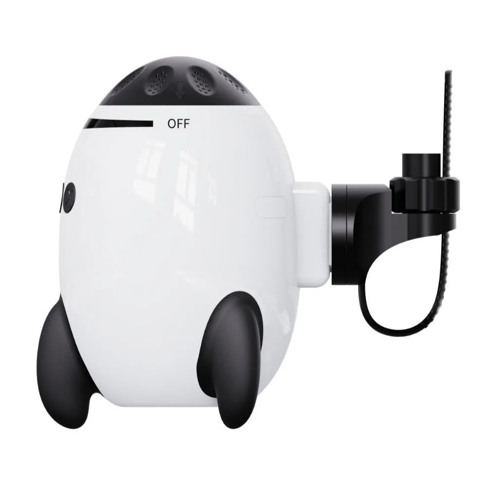 White portable baby sleep comforter shaking device with Bluetooth for white noise.