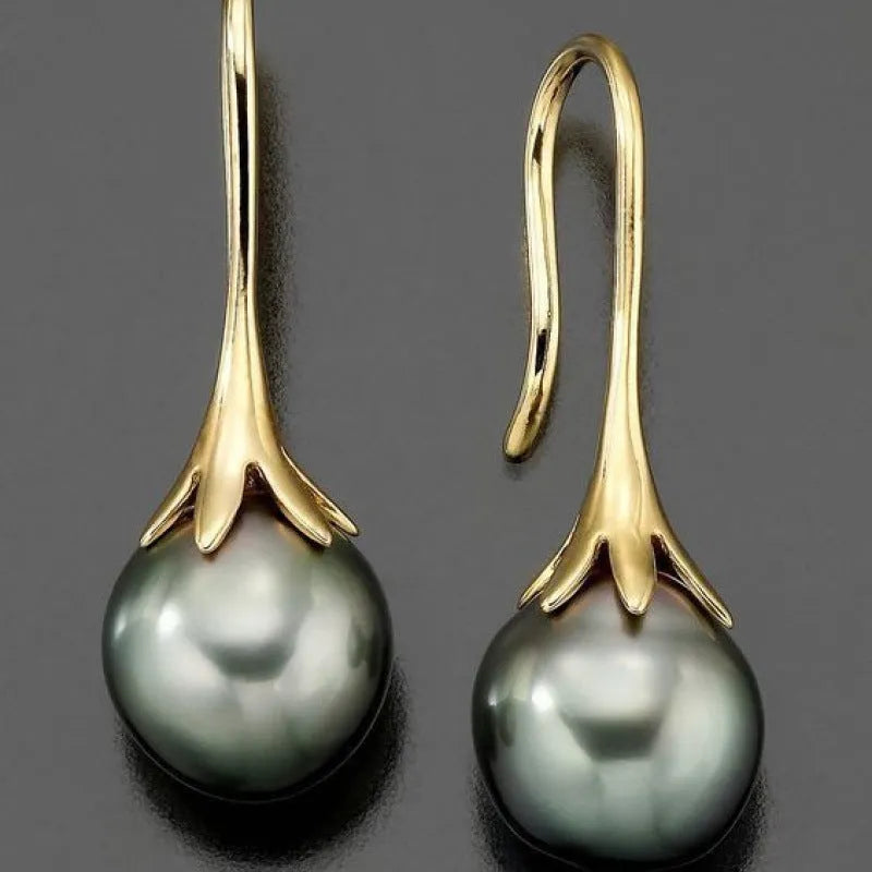 Gold electroplated alloy earrings with retro fashion design for women