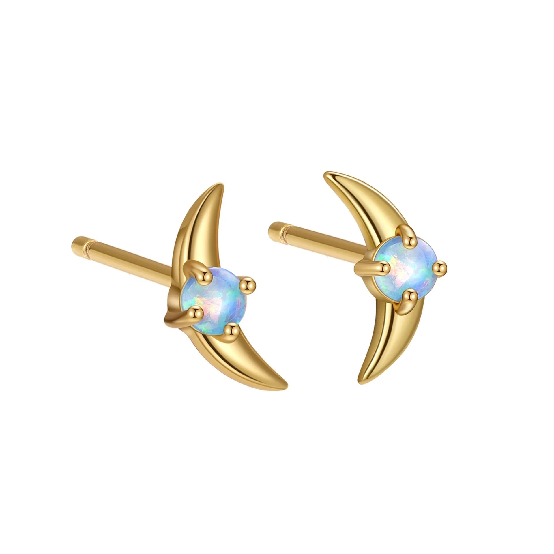 Women's geometric earrings in 925 silver with electroplated finish and stone accents