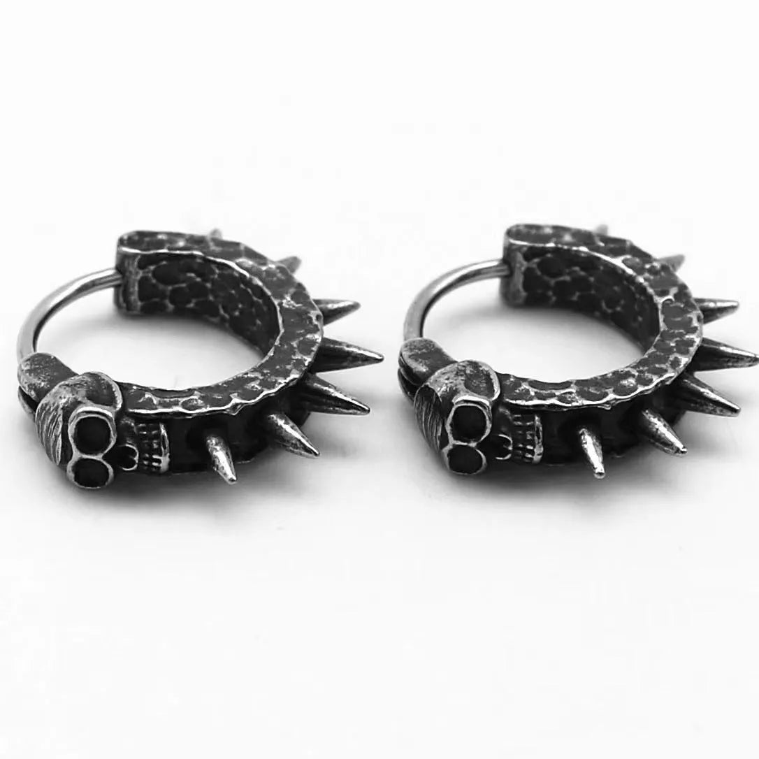 Copper plastic punk motorcycle geometric earrings in retro black alloy