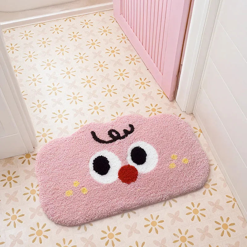 Colourful cartoon anime design on a soft, thick imitation cashmere polyester bathroom mat.