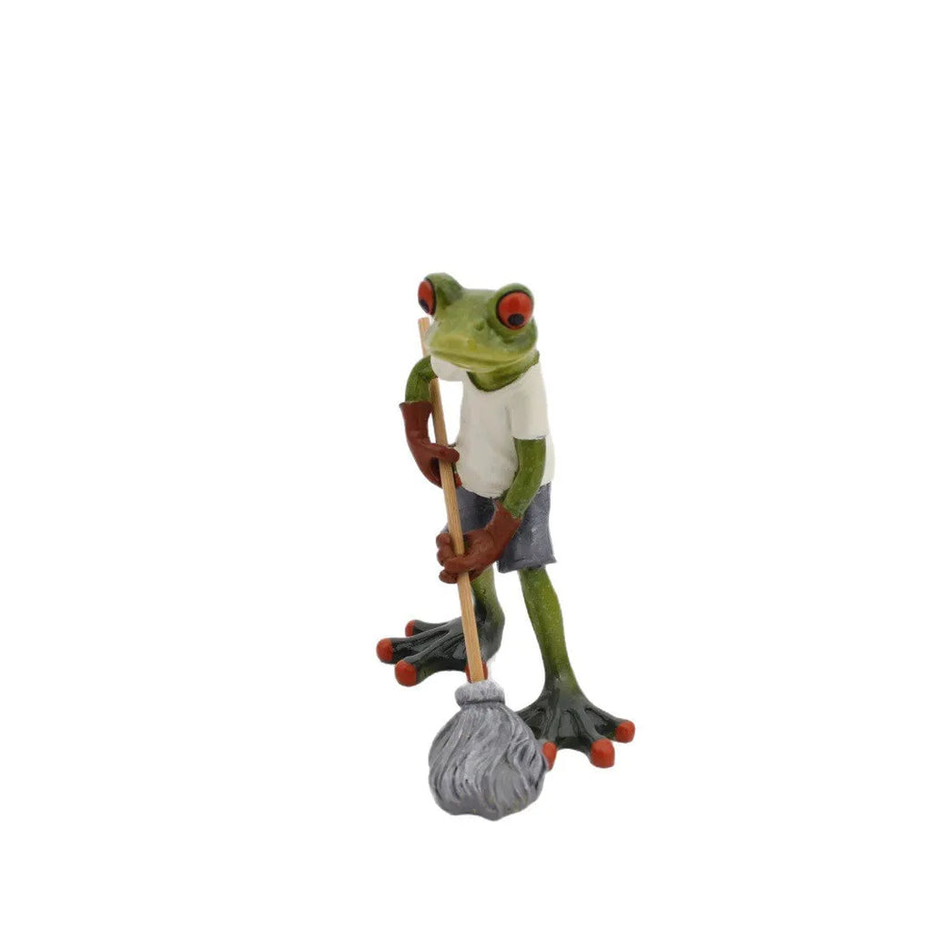 Pastoral style synthetic resin frog figurine home decoration ornament