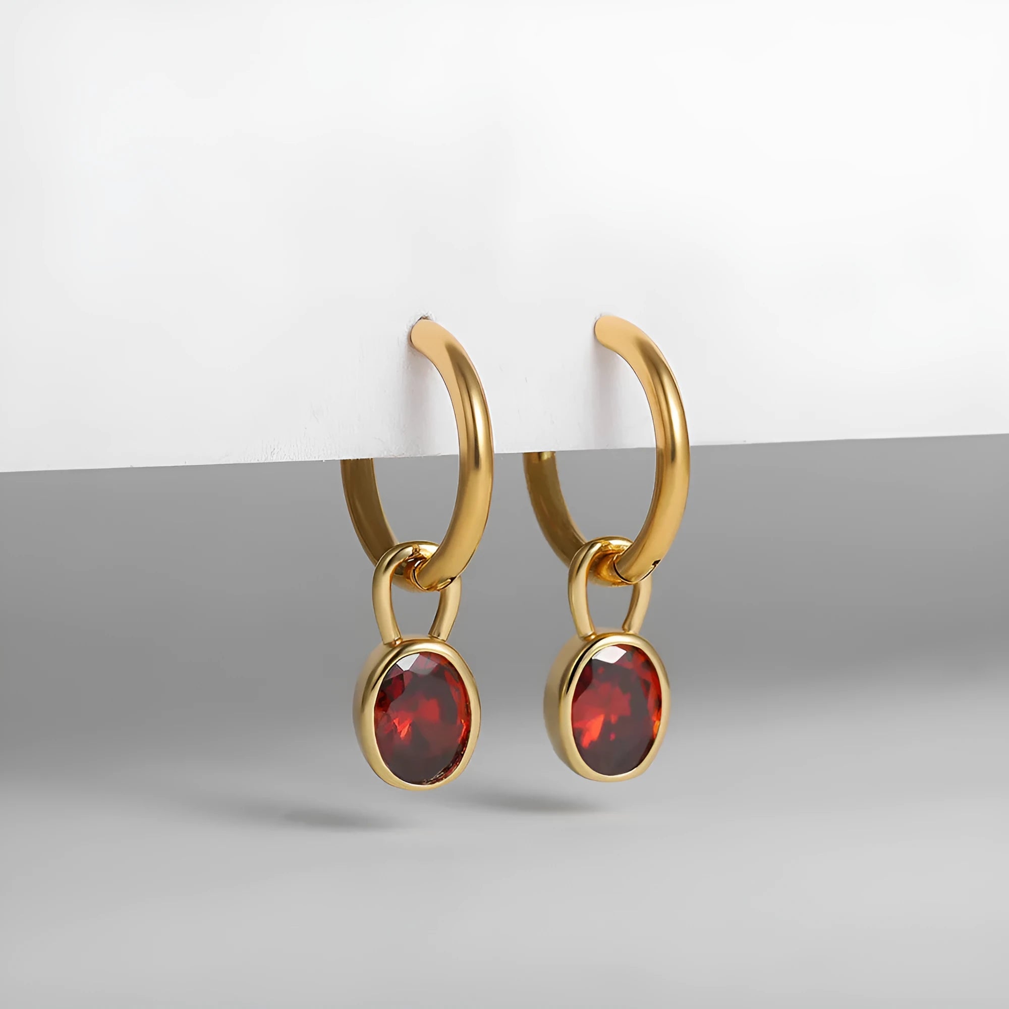 Women's retro oval zircon earrings in copper with six colour options