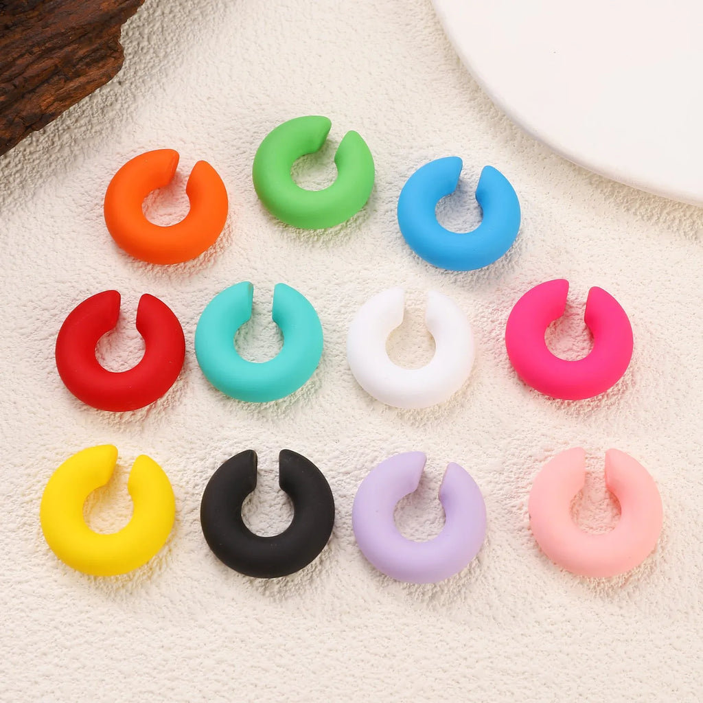 Round C-shaped matte finish clip-on earrings for women in various candy colours