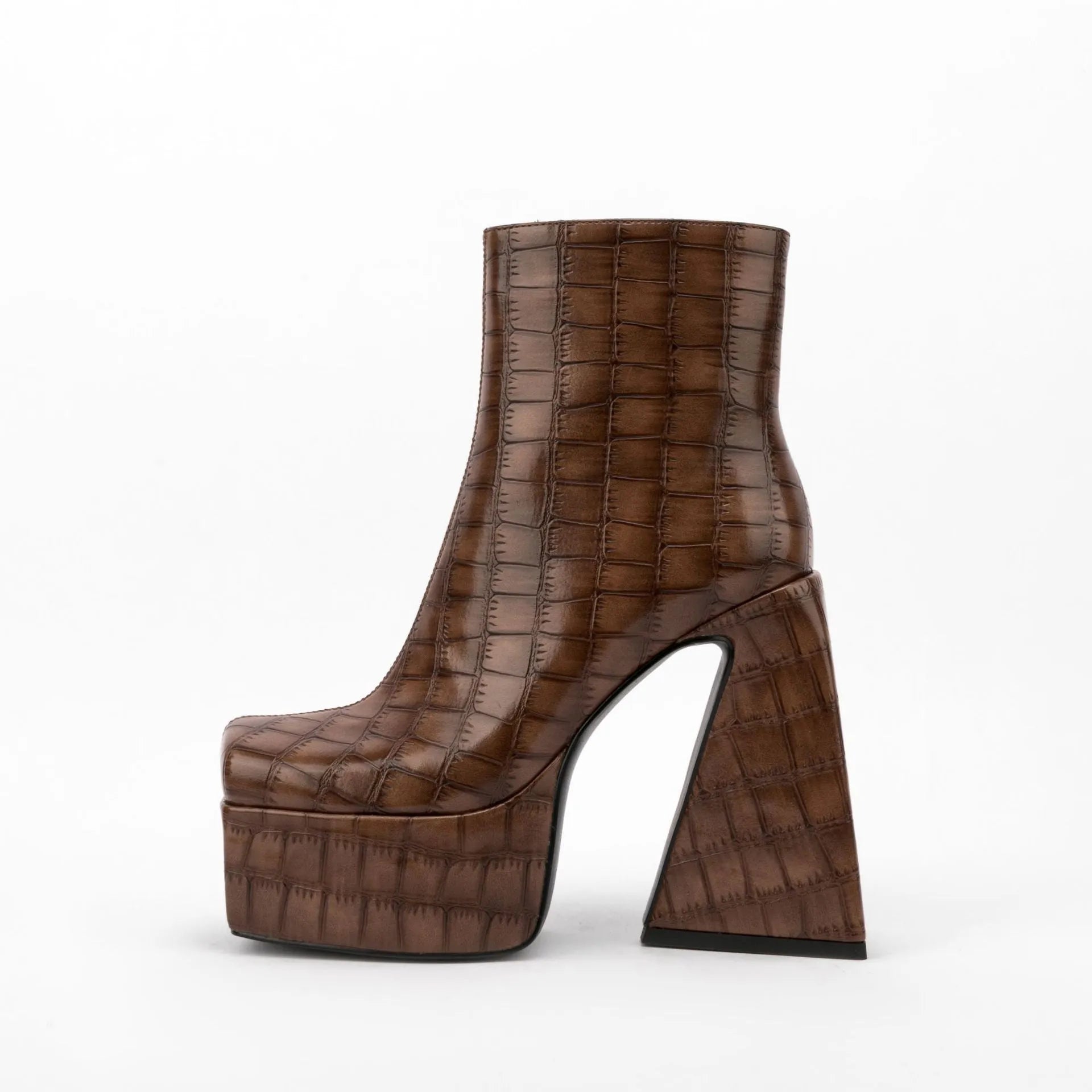 Women's ankle boots with super high heel in artificial PU leather, showing colour options
