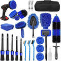 26-piece automotive cleaning brush kit with tyre brush and interior tools