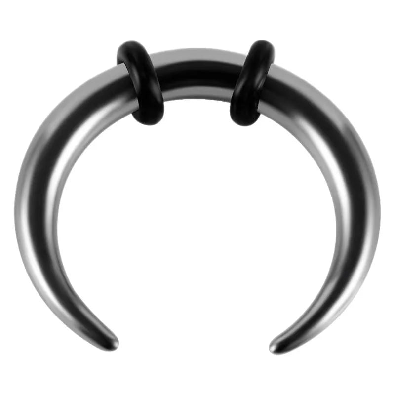 316 stainless steel nose ring with C-shaped buffalo horn geometric design in steel or black colour