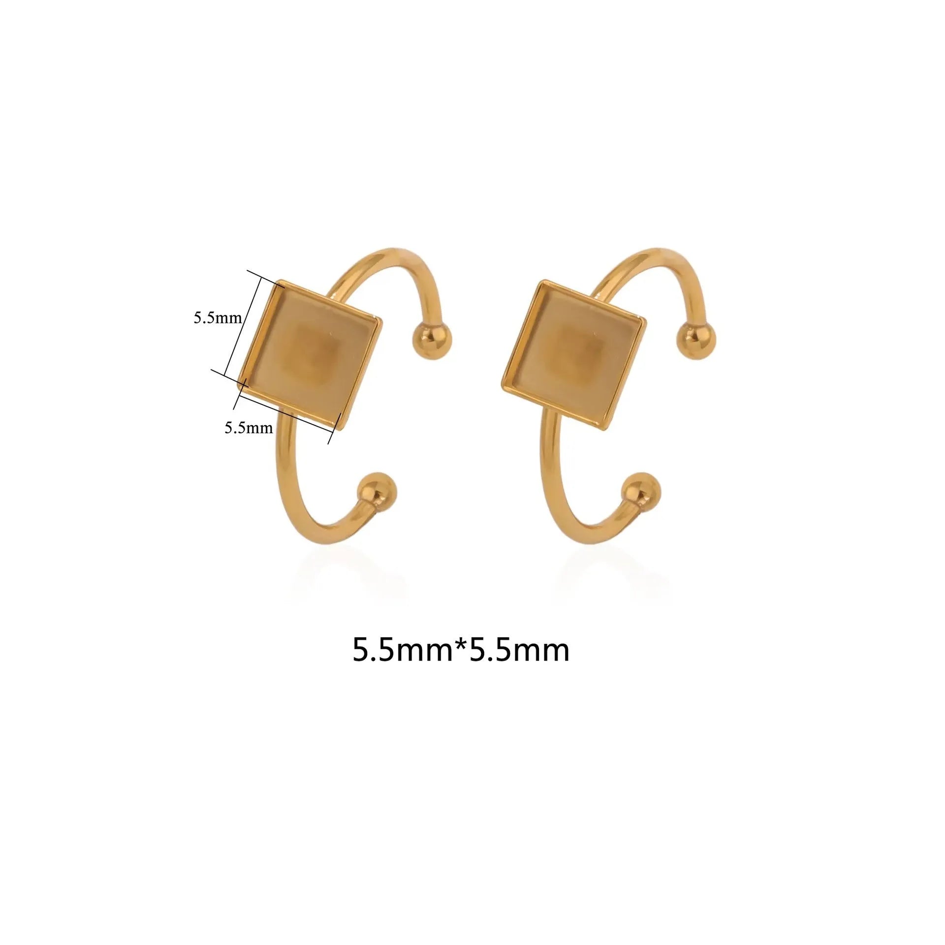 Golden electroplated stainless steel ring setting for DIY jewellery making in totem pattern design