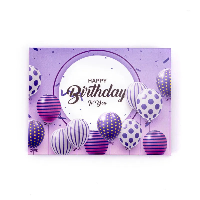 3D greeting card showing light music blowing cake design in Chinese ink style with manual folding
