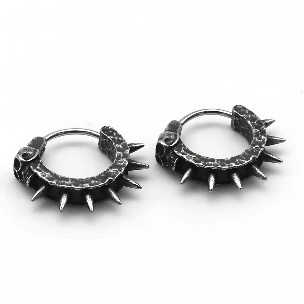 Copper plastic punk motorcycle geometric earrings in retro black alloy