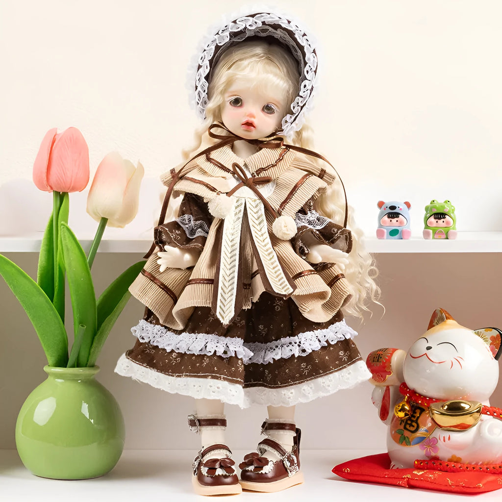 French doll dress-up clothes in 11 colour themes including rococo, caramel pudding, and bear infested designs
