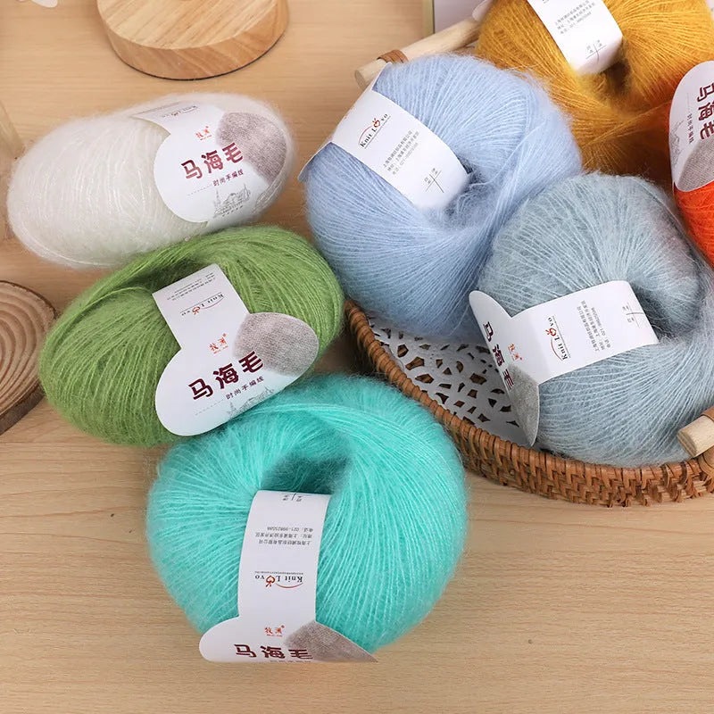Mohair wool ball for DIY scarf knitting and crochet in Inverness thread style with multiple colour options
