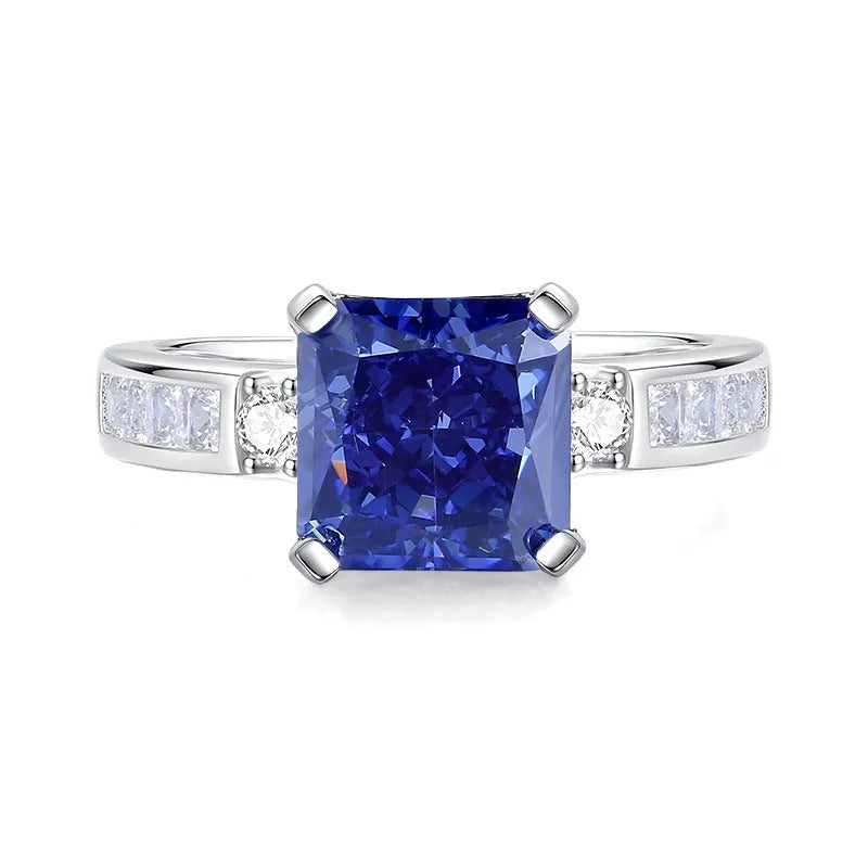 Sterling silver heart ring with ice flower cut zircon stone in Tan Sang colour