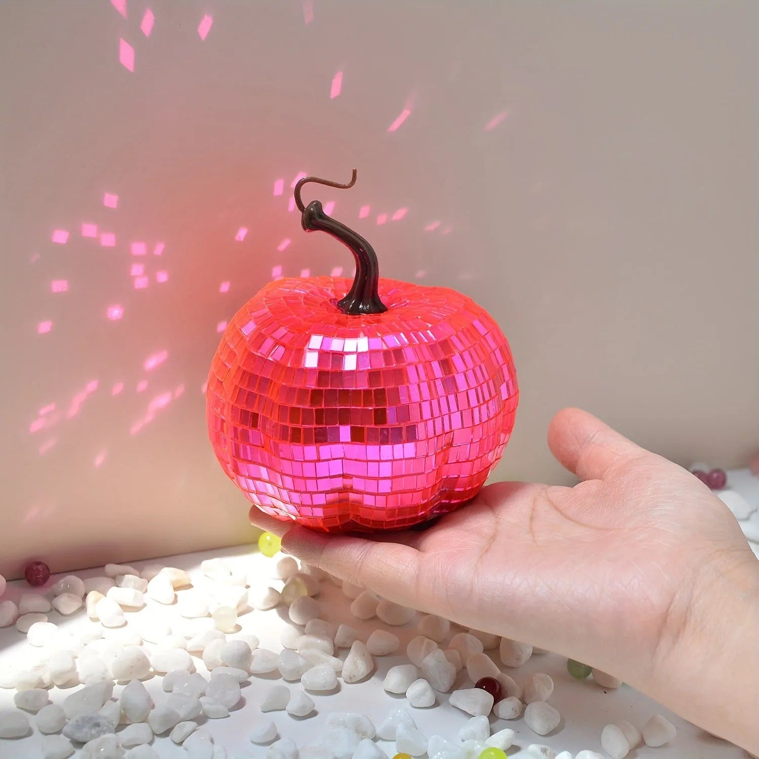 Halloween decoration mirror glass pumpkin ornament with bionic design in Chinese style