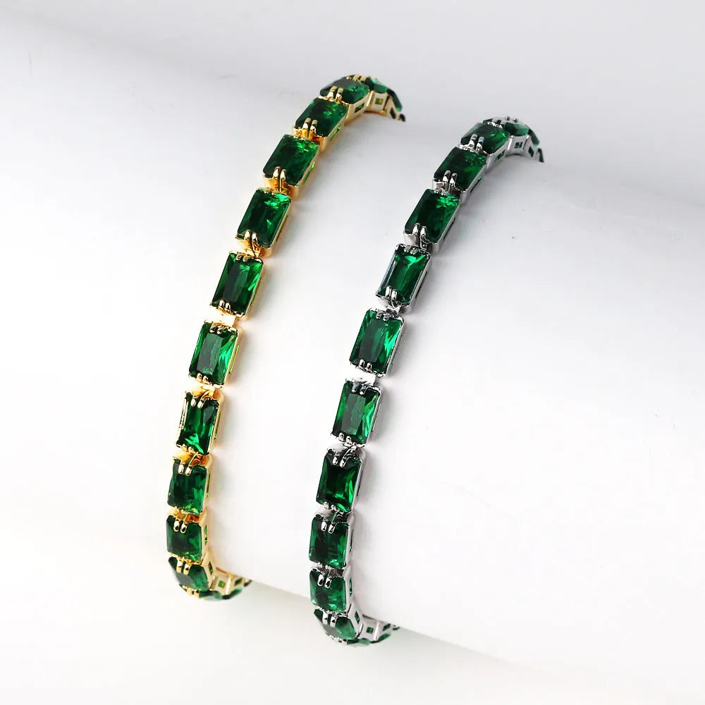 Women's zircon bracelet with electroplated alloy construction and zircon stones