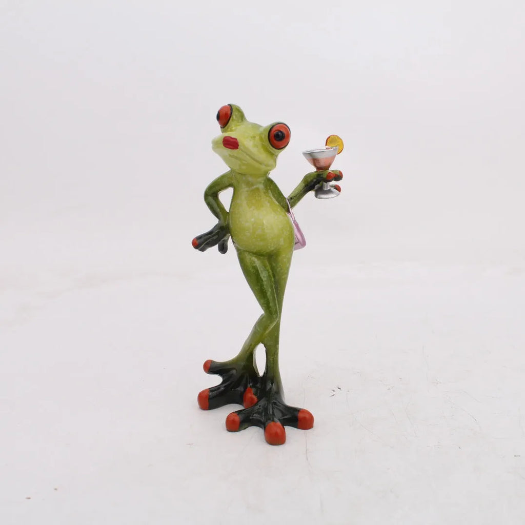 Pastoral style synthetic resin frog figurine home decoration ornament