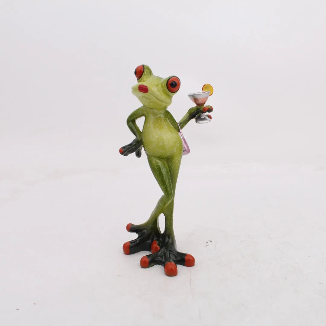 Pastoral style synthetic resin frog figurine home decoration ornament