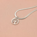 Stainless steel lucky tree necklace with U-shaped pendant on an adjustable snake bone chain.