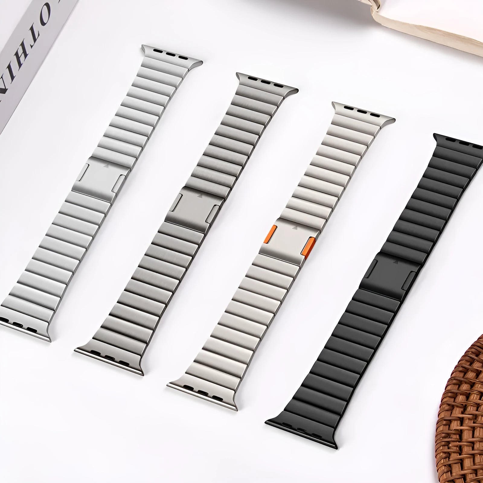 Stainless steel magnetic buckle watch strap for Apple Watch in various colours