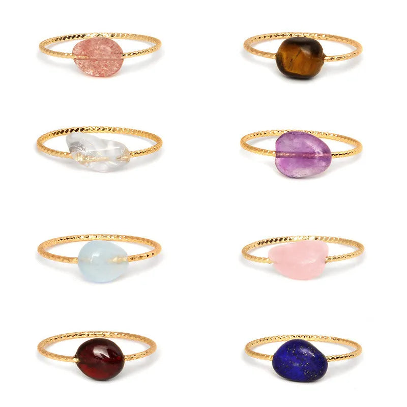 Original geometric design women's agate ring shown in one of eight available colour variants.