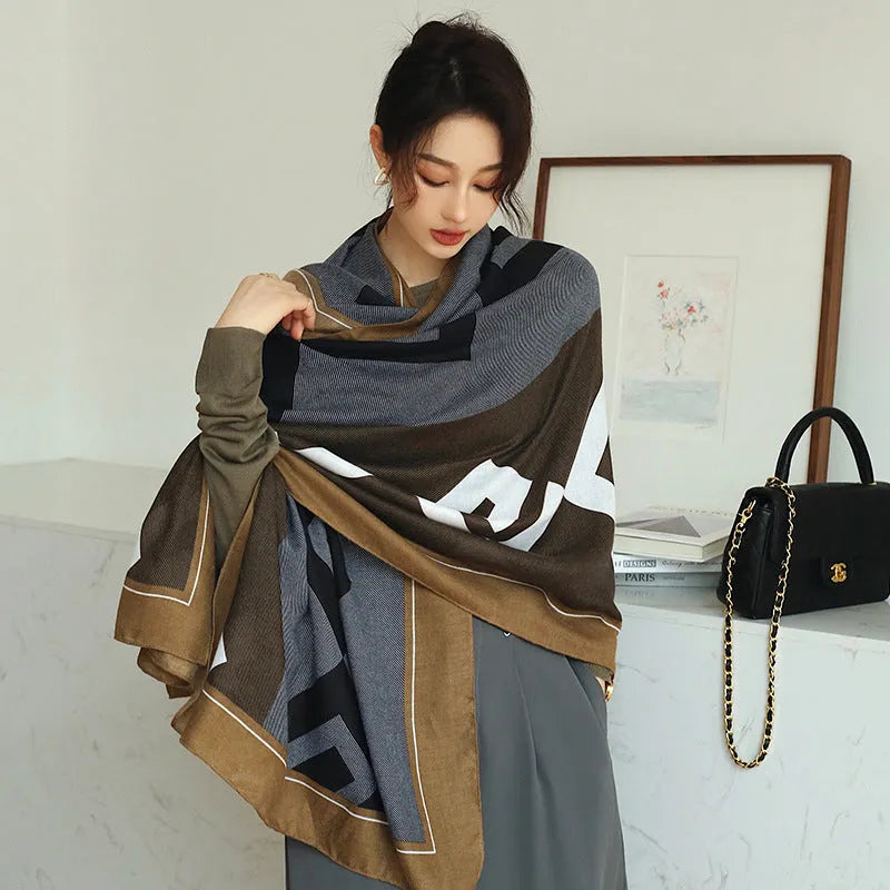 Vintage printed polyester scarf in a choice of three styles, shown in mid-length 180cm by 90cm size.