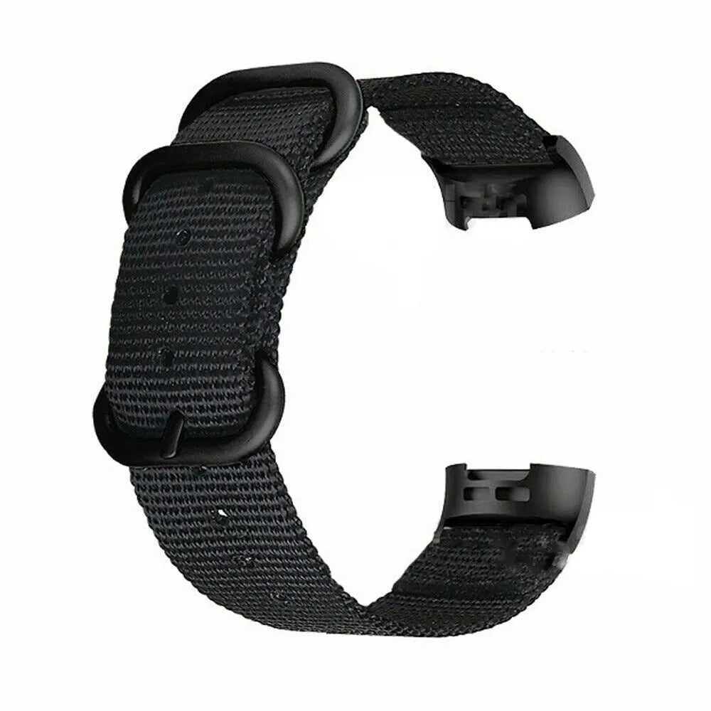 Fitbit Charge nylon three-ring buckle strap in multiple colours including Army Green and Black and Gray