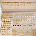 108-piece geometric pearl earrings set in gold and yellow electroplated alloy metal