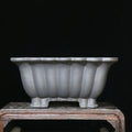 Square purple sand ceramic flower pot for bonsai on a desktop, Du Xiliang colour, 37x15cm.