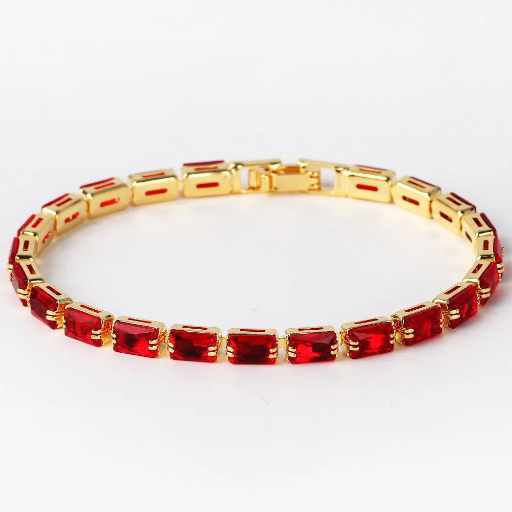 Women's zircon bracelet with electroplated alloy construction and zircon stones