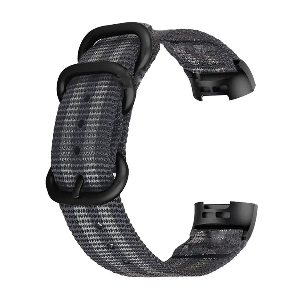 Fitbit Charge nylon three-ring buckle strap in multiple colours including Army Green and Black and Gray