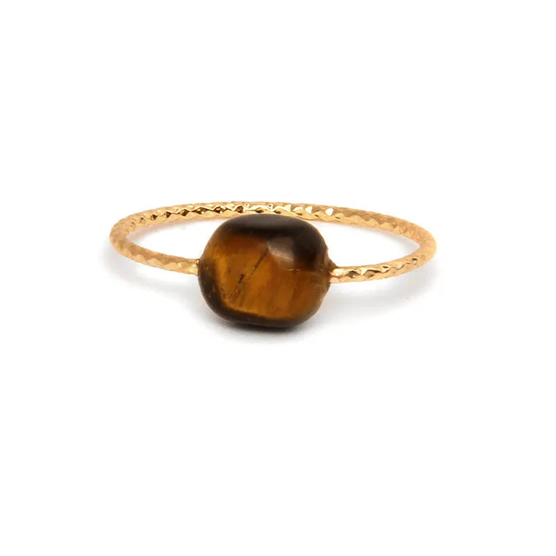 Original geometric design women's agate ring shown in one of eight available colour variants.