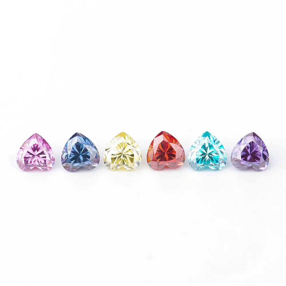 Heart-shaped moissanite stone in lemon yellow colour showing precise cut and dimensions