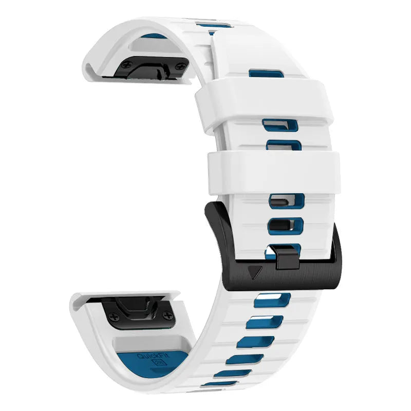 Fenix 87pro6 two-colour quick release silicone watch strap in multiple colour options for Garmin Fenix models.