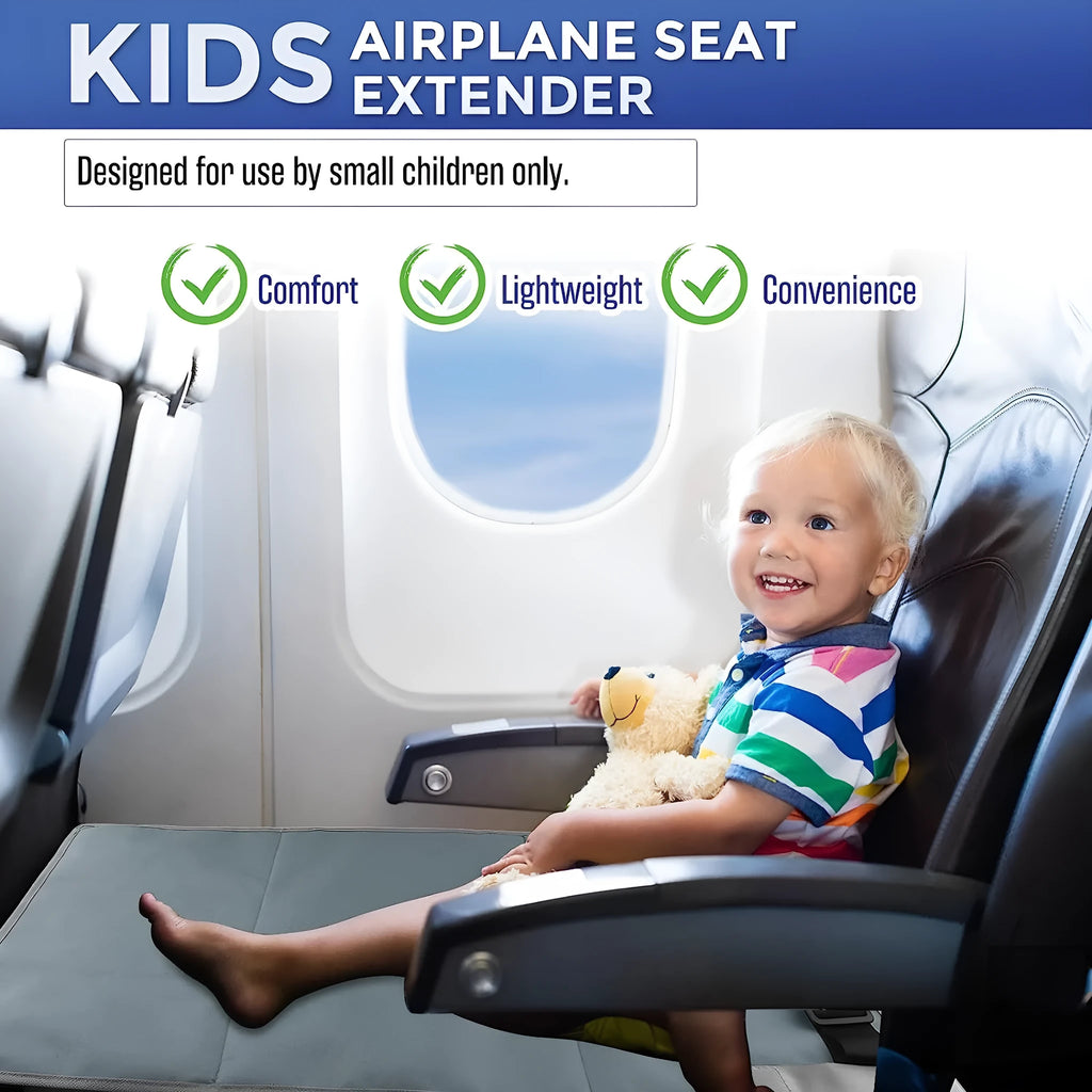 Portable children's aircraft pedal seat extender in nylon with included drawstring carry pouch