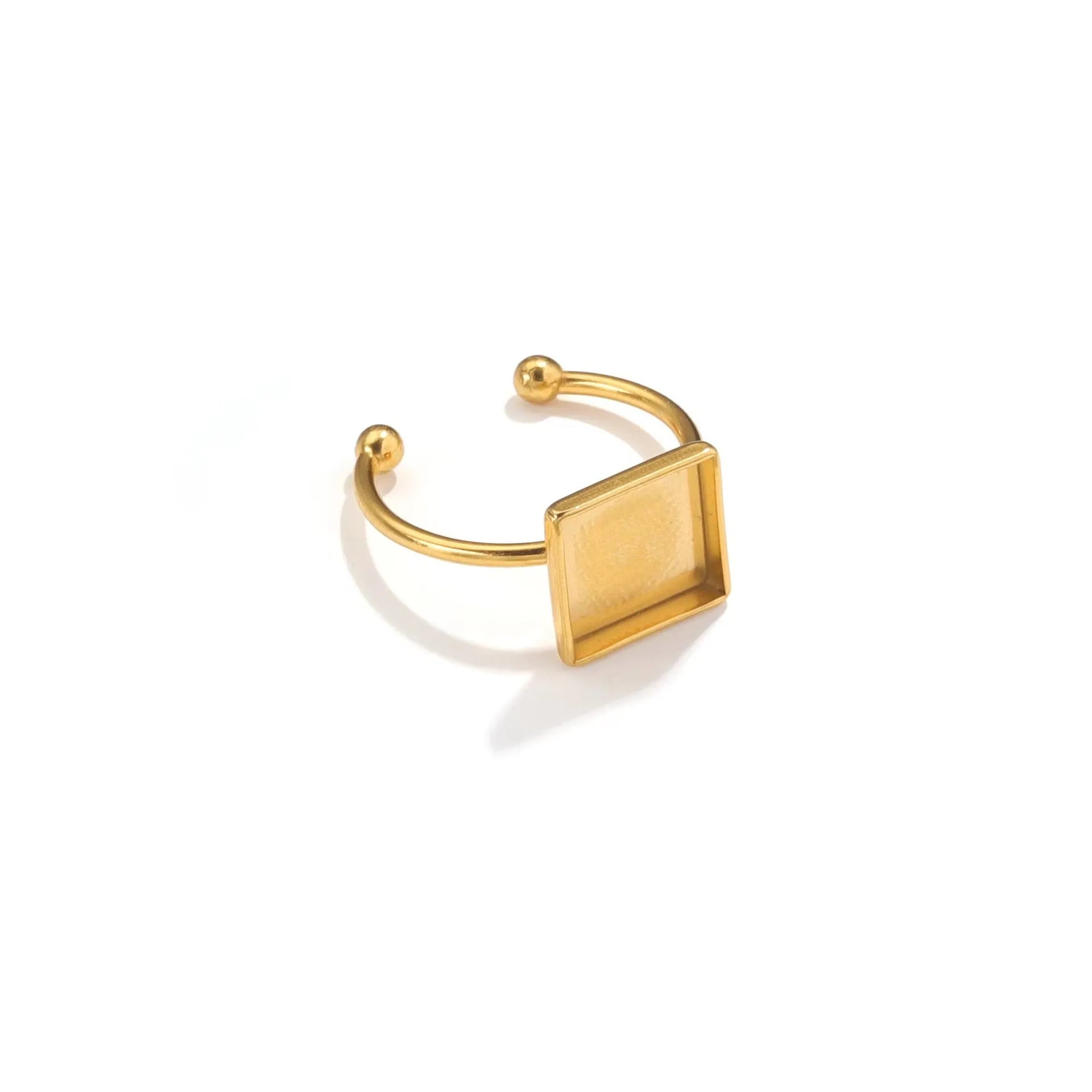 Golden electroplated stainless steel ring setting for DIY jewellery making in totem pattern design