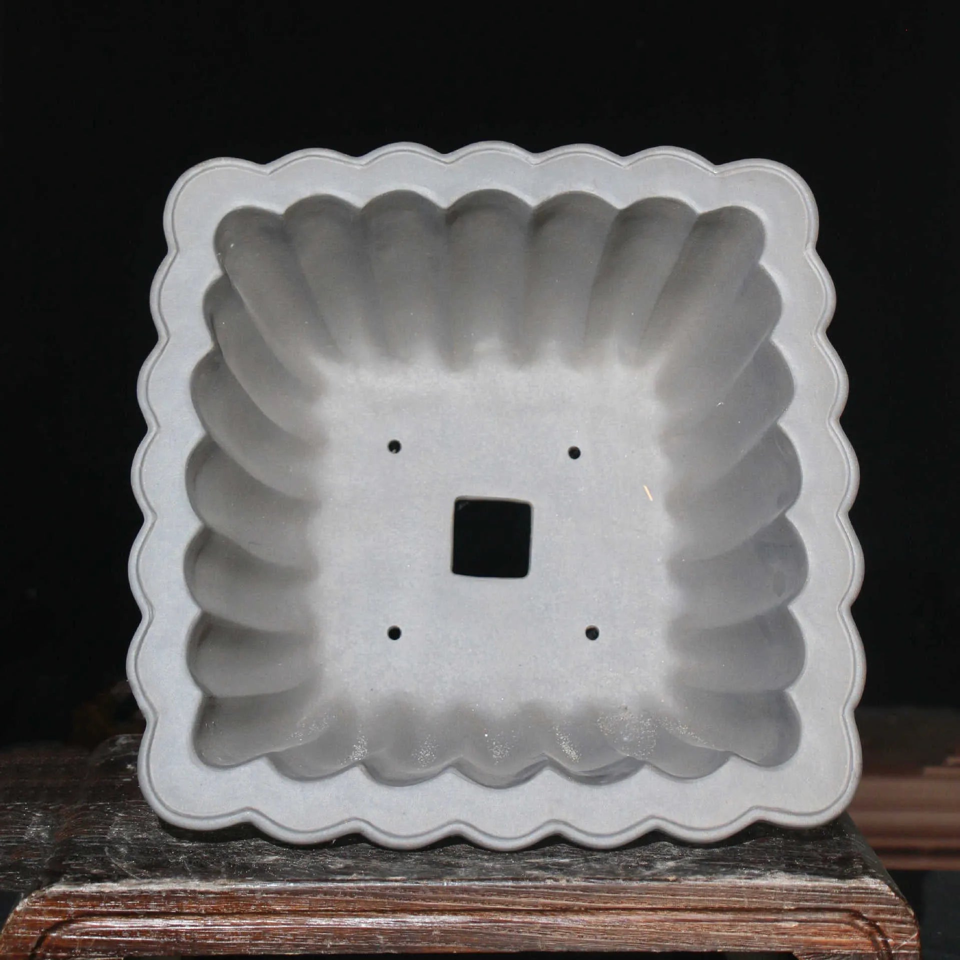 Square purple sand ceramic flower pot for bonsai on a desktop, Du Xiliang colour, 37x15cm.