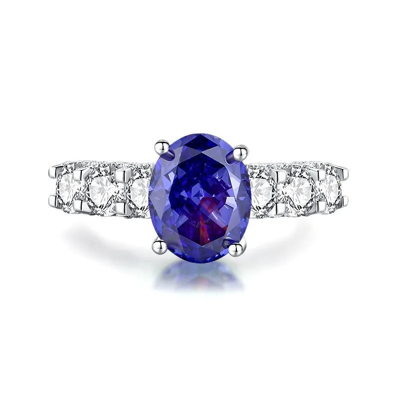 Sterling silver heart ring with ice flower cut zircon stone in Tan Sang colour