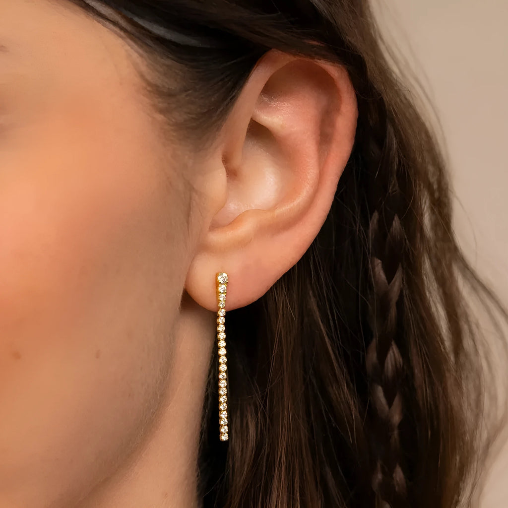 Women's geometric line earrings with Chinese style elements in stainless steel gold or steel colour