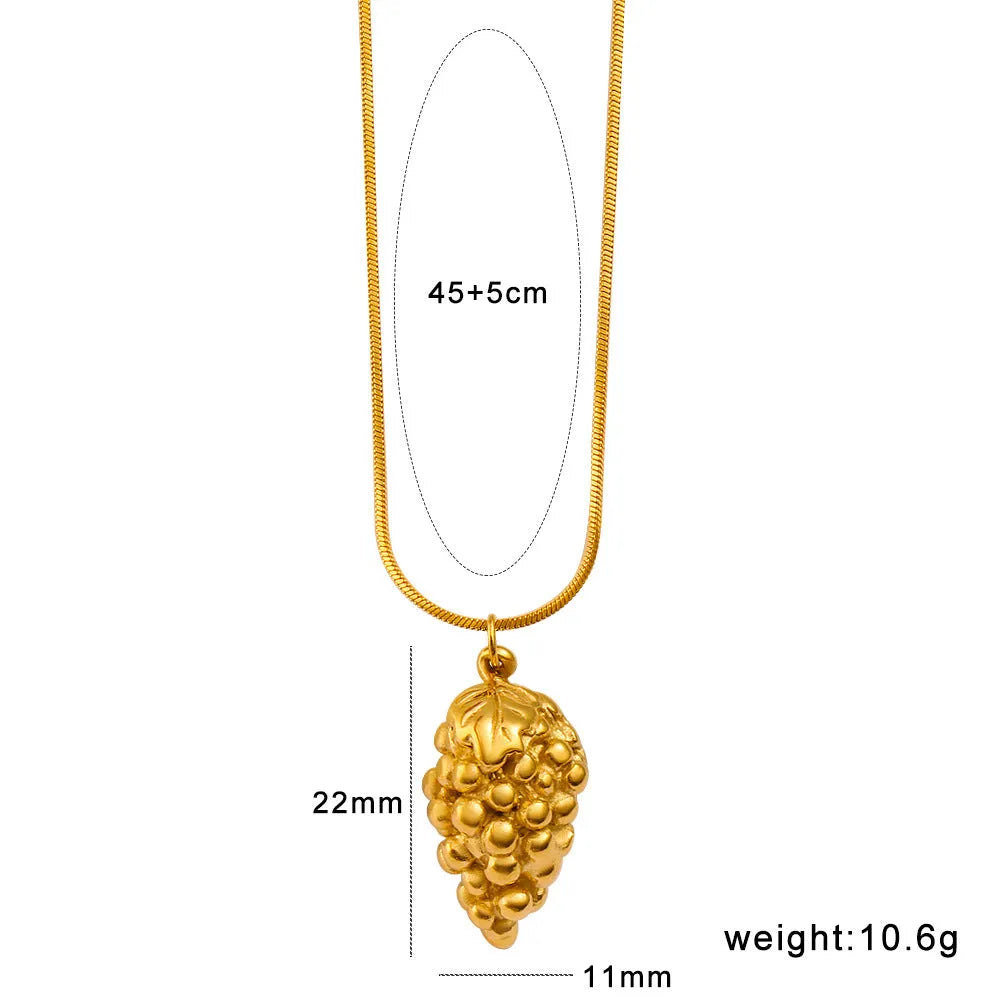 Stainless steel fruit necklace pendant with fruit-shaped charm on regular chain