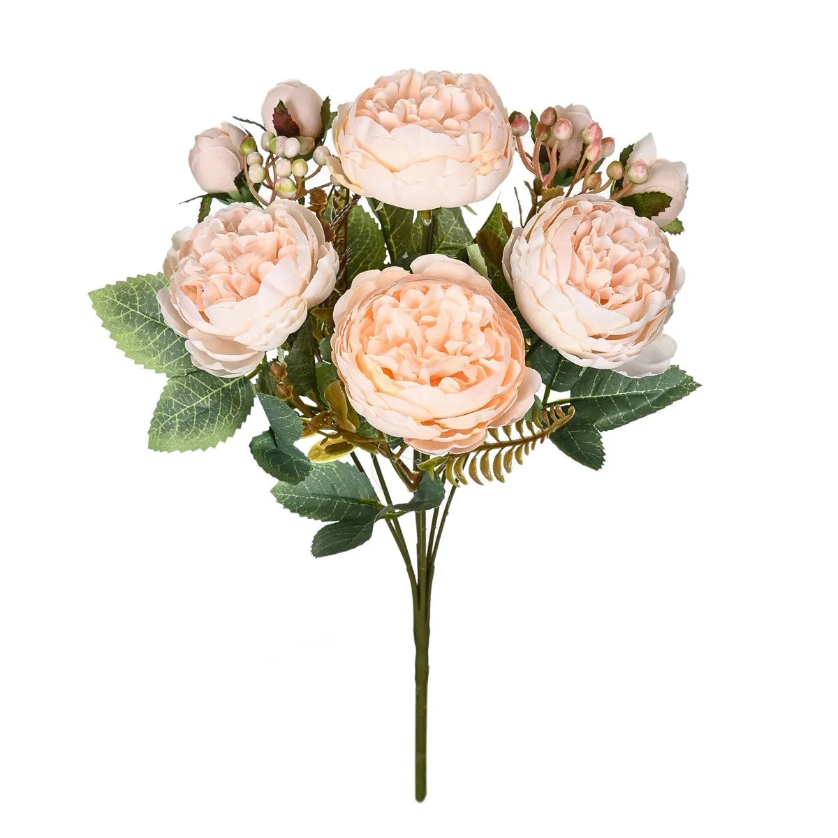 Silk artificial peony bouquet in champagne colour for wedding and home decoration