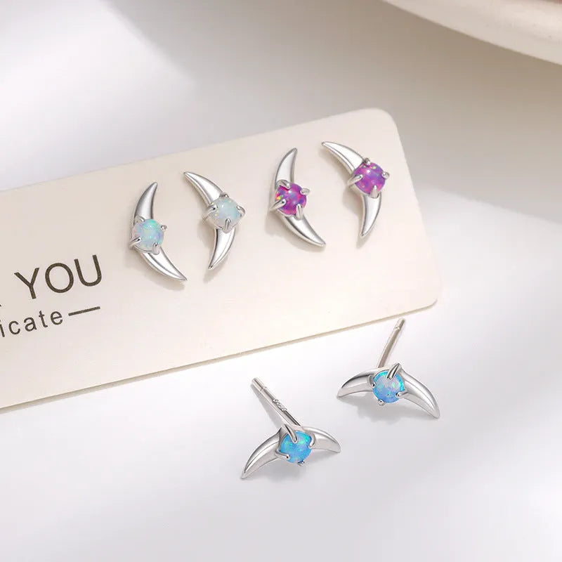 Women's geometric earrings in 925 silver with electroplated finish and stone accents
