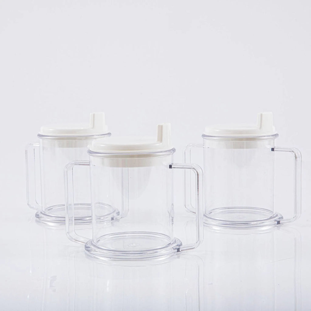 Transparent spill-proof drinking cup showing clear PP construction with modern design