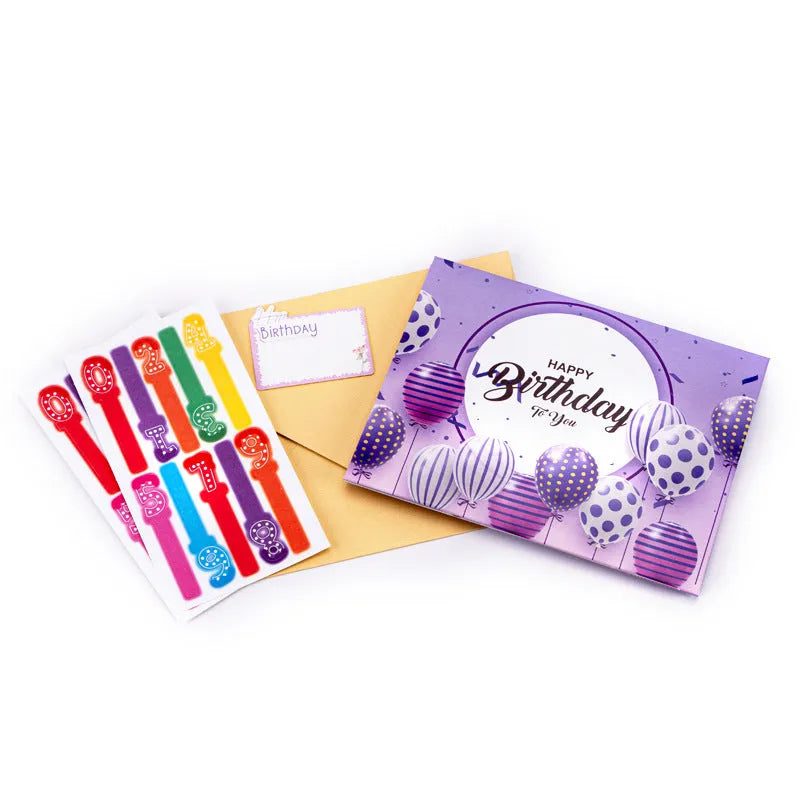 3D greeting card showing light music blowing cake design in Chinese ink style with manual folding
