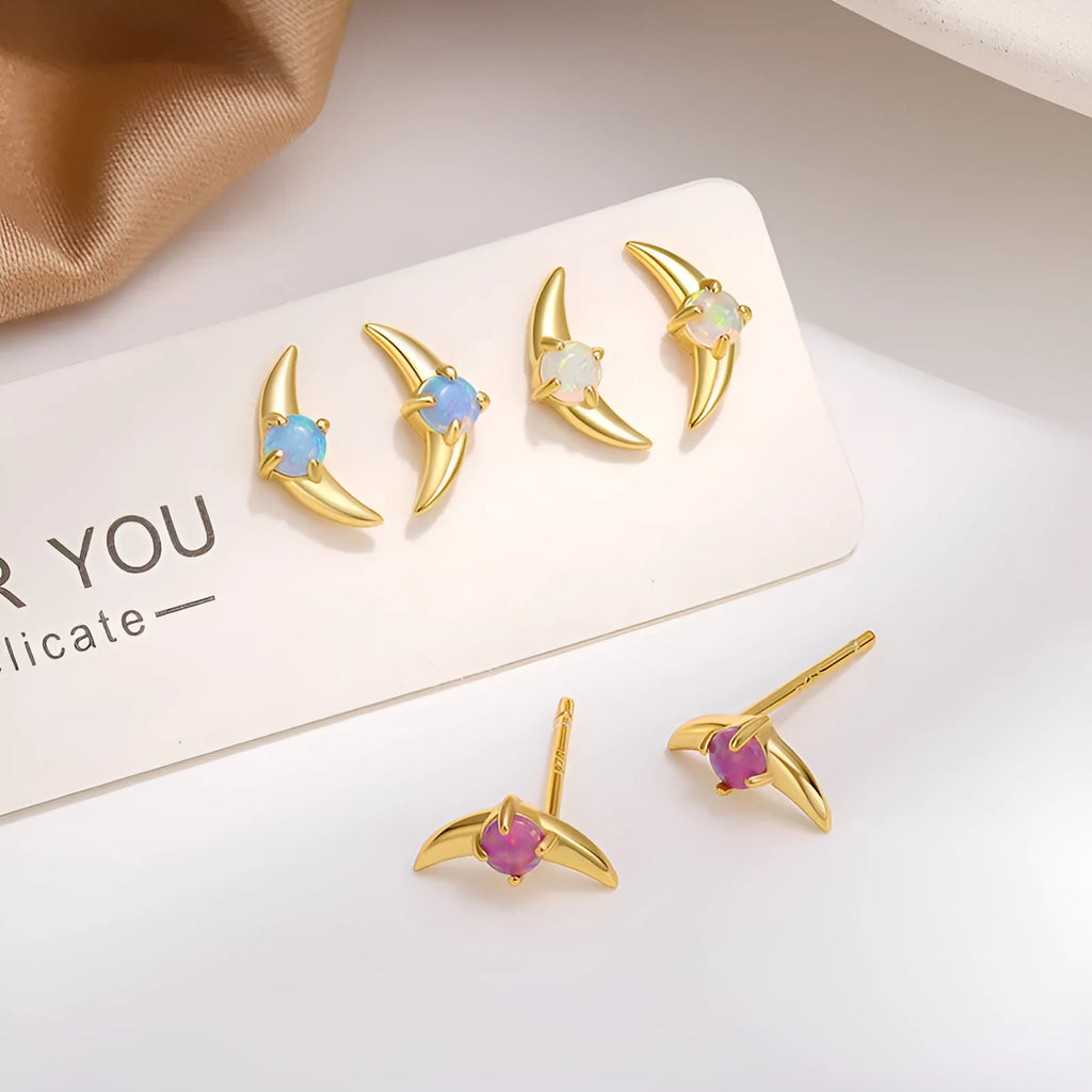 Women's geometric earrings in 925 silver with electroplated finish and stone accents