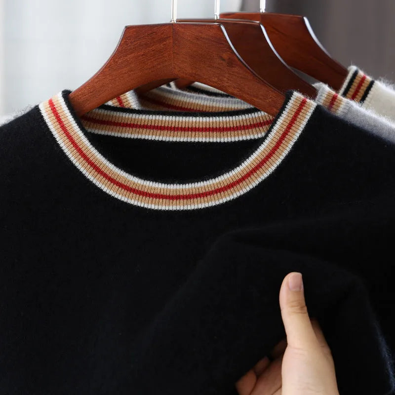 Men's pure wool short sleeve sweater in grey showing round neck and pullover design