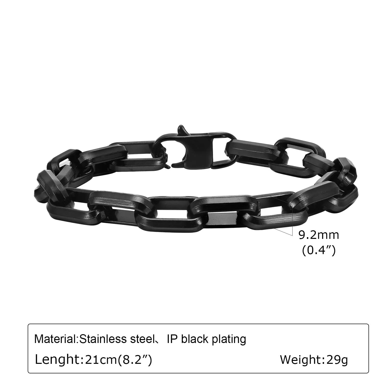 Titanium steel men's bracelet with square chain design in electroplated finish