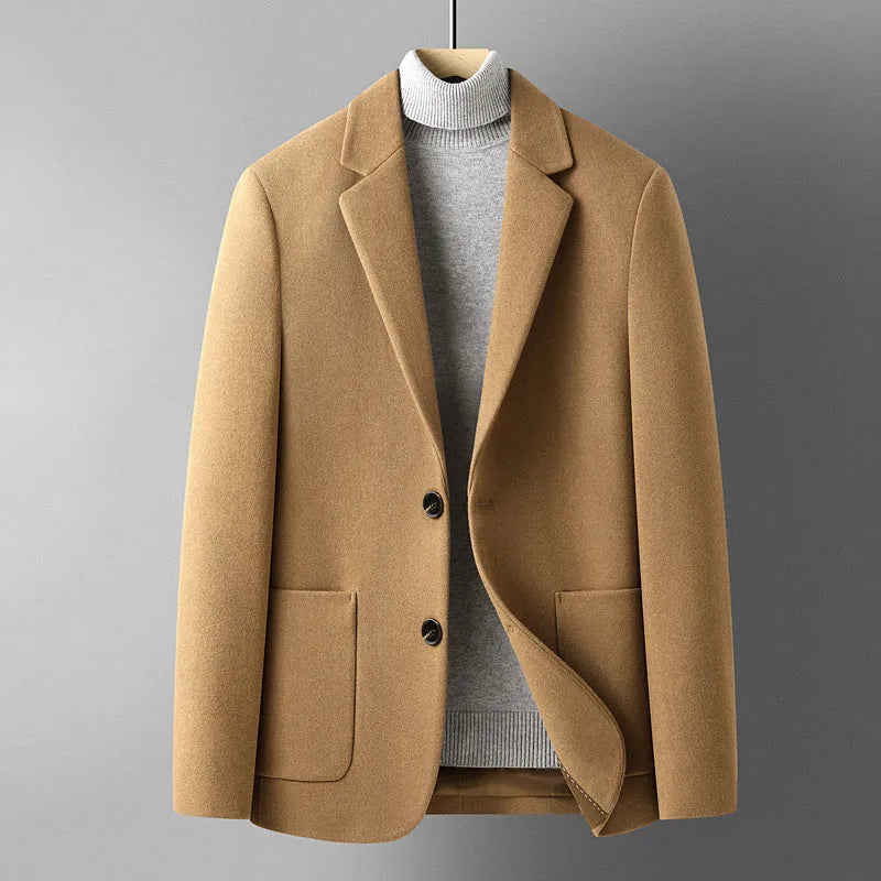 Men's slim fit wool suit jacket in grey colour for autumn and winter leisure wear
