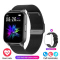 Smart colour screen health watch with black mesh strap displaying heart rate monitoring interface