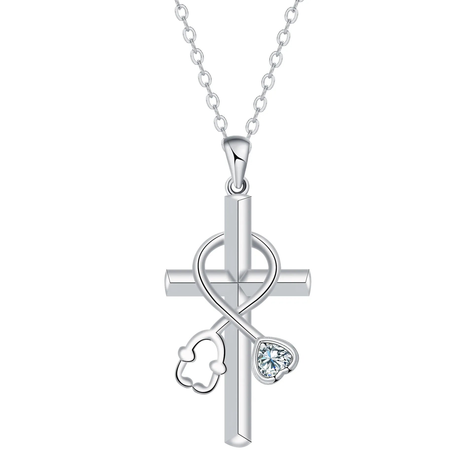 Original design cross stethoscope necklace for women with electroplated copper pendant.